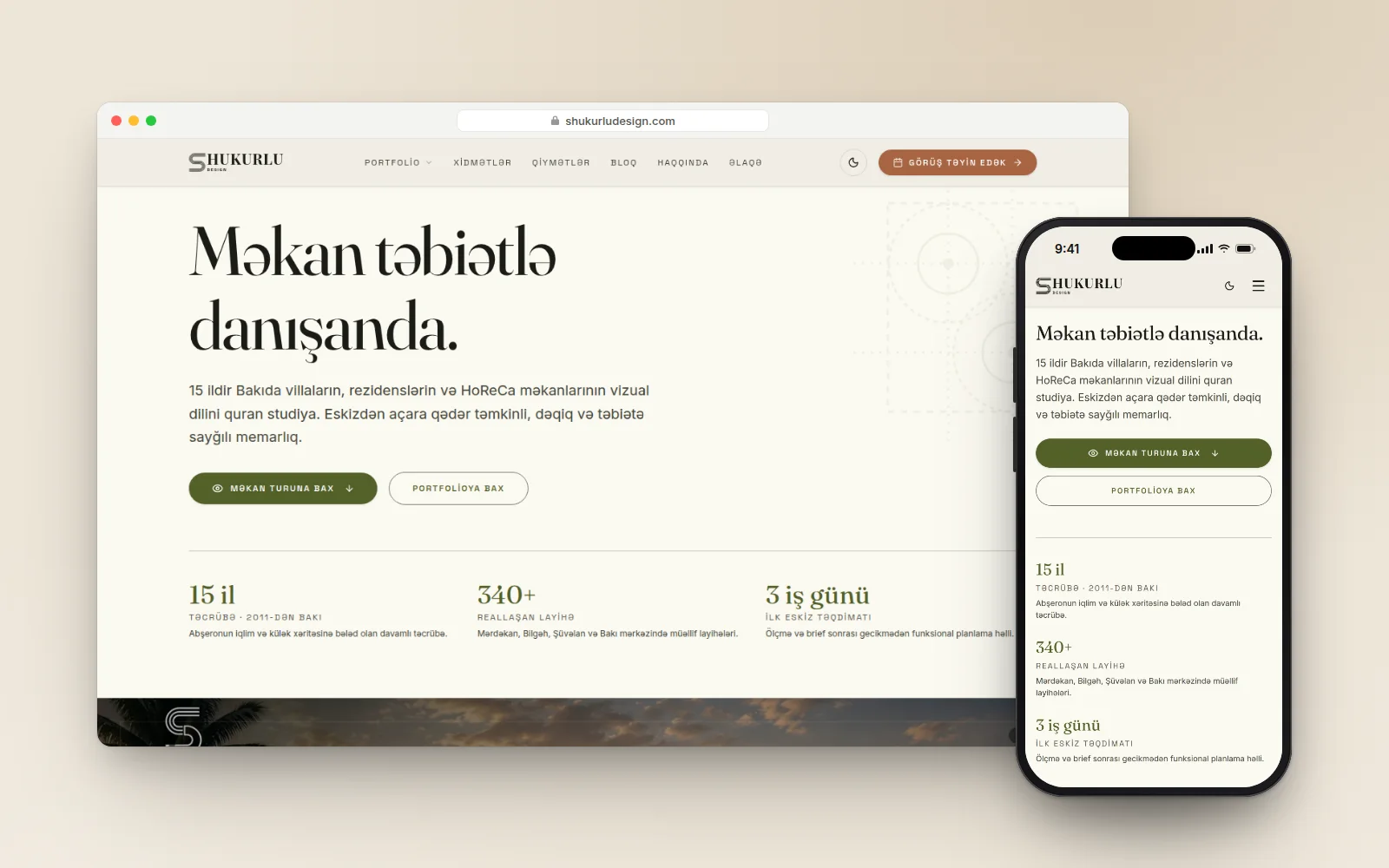 Shukurlu Design — From 200+ render files on a desktop to an online portfolio clients can browse and find on Google.