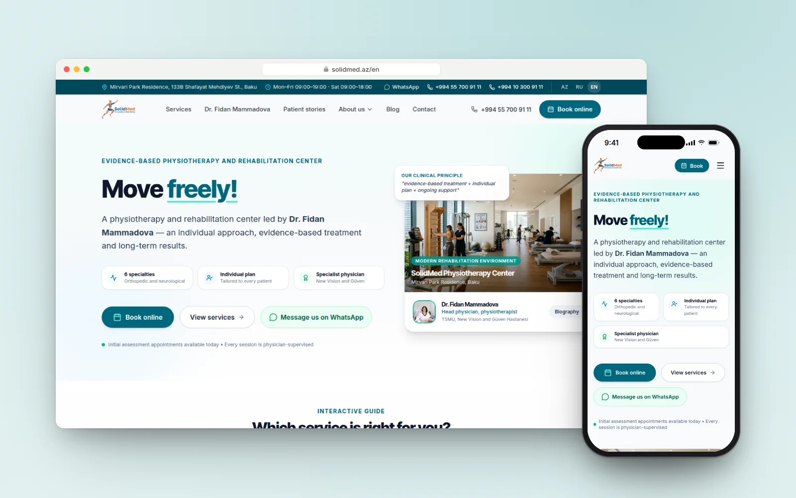 SolidMed — A trilingual clinic website that lets patients choose a treatment and book online, 24/7.